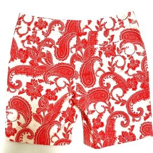 Emma & Olivia Vibrant Coral Red Paisley Women's Shorts 8